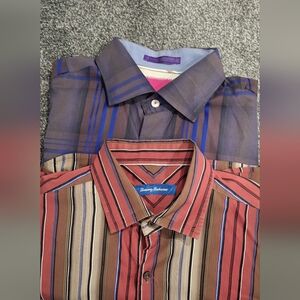 Set Of Two Tommy Bahama Men's Multicolor Striped Shirt Smoke Free Home